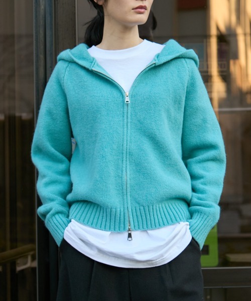 MERLOT（メルロー）の「ダブルジップニットパーカー（パーカー・レディース・グレー/ライトブルー・FREE）」の6枚目の写真