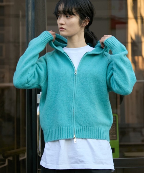 MERLOT（メルロー）の「ダブルジップニットパーカー（パーカー・レディース・グレー/ライトブルー・FREE）」の4枚目の写真
