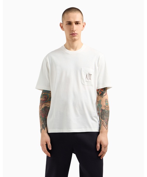 ARMANI EXCHANGE（アルマーニエクスチェンジ）の「【A|X アルマーニ エクスチェンジ】ICON ポケットデザイン半袖クルーネックTシャツ/REGULAR+（Tシャツ/カットソー・メンズ・ブラック/ホワイト・X-SMALL/X-LARGE/SMALL/MEDIUM/LARGE/XX-LARGE）」の18枚目の写真