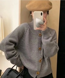 スタンドアップカラーニットカーディガン
