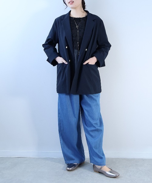 leswel（レスウェル）の「【L～5L 大きいサイズ】ストレッチダブルジャケット（テーラードジャケット・レディース・ネイビー/キャメル・LL/3L/5L/4L/L）」の16枚目の写真