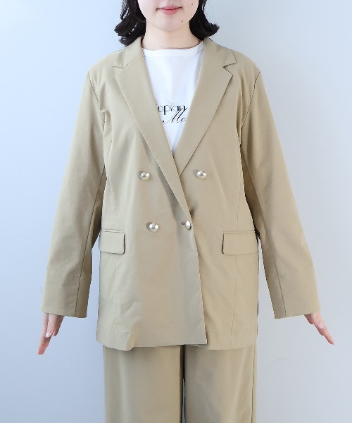 leswel（レスウェル）の「【L～5L 大きいサイズ】ストレッチダブルジャケット（テーラードジャケット・レディース・ネイビー/キャメル・LL/3L/5L/4L/L）」の8枚目の写真