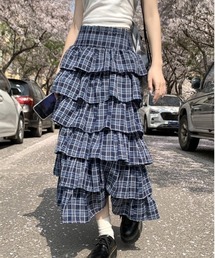 WEGO | WEGO/チェックティアードフリルロングスカート(スカート)
