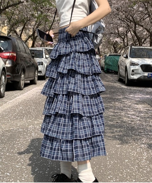セール】WEGO/チェックティアードフリルロングスカート（スカート
