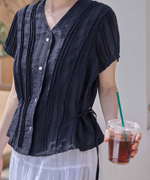 CHAN ME(チャンミ)の「ボヘミアンレースブラウス(シャツ/ブラウス・レディース・ネイビー/アイボリー・MEDIUM/LARGE/X-LARGE)」の6枚目の写真