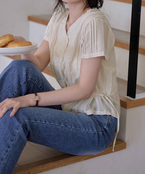 CHAN ME(チャンミ)の「ボヘミアンレースブラウス(シャツ/ブラウス・レディース・ネイビー/アイボリー・MEDIUM/LARGE/X-LARGE)」の9枚目の写真