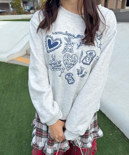 frunco(フランコ)の「【各サイト限定価格】落書き刺繍トレーナー(スウェット・レディース・グレー・MEDIUM)」の19枚目の写真