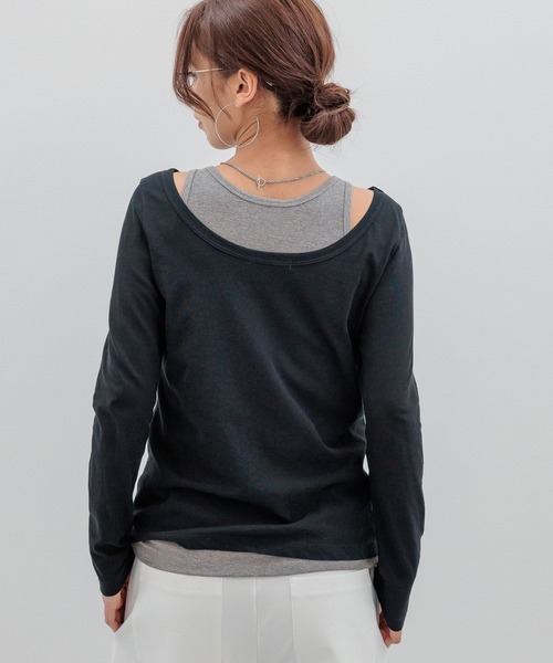 HEREIAM（ヘレイアム）の「【HEREIAM】シアーレイヤードプルオーバー（Tシャツ/カットソー・レディース・ホワイト/ブラック・FREE）」の2枚目の写真