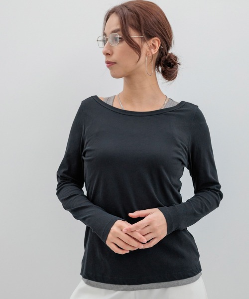 HEREIAM（ヘレイアム）の「【HEREIAM】シアーレイヤードプルオーバー（Tシャツ/カットソー・レディース・ホワイト/ブラック・FREE）」の22枚目の写真