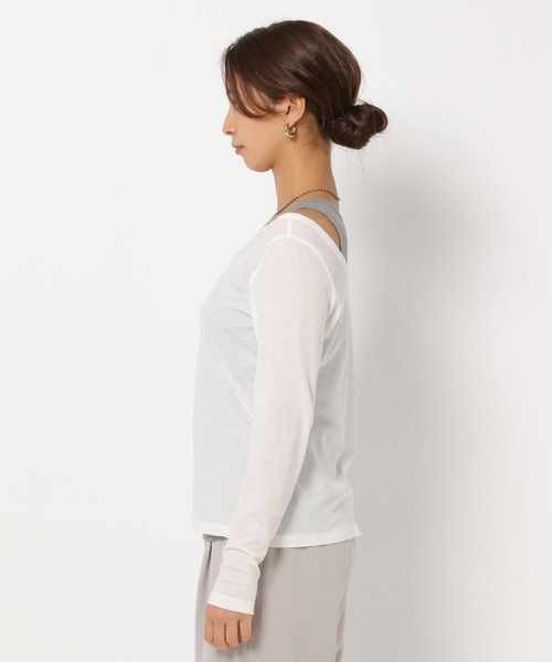 HEREIAM（ヘレイアム）の「【HEREIAM】シアーレイヤードプルオーバー（Tシャツ/カットソー・レディース・ホワイト/ブラック・FREE）」の3枚目の写真