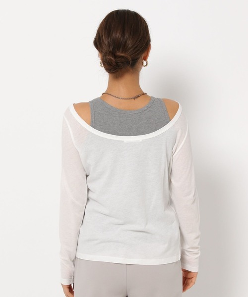 HEREIAM（ヘレイアム）の「【HEREIAM】シアーレイヤードプルオーバー（Tシャツ/カットソー・レディース・ホワイト/ブラック・FREE）」の4枚目の写真