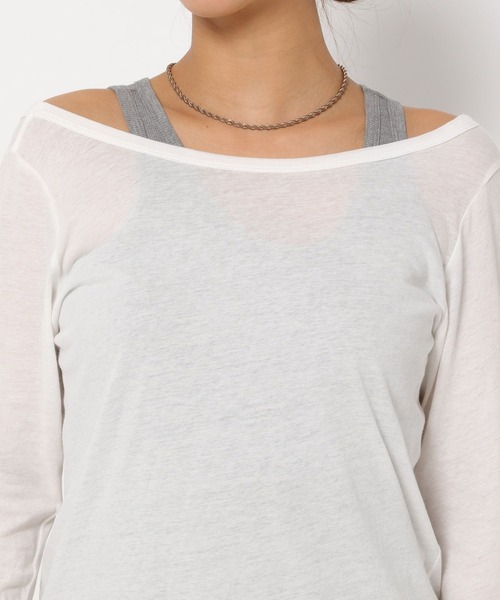 HEREIAM（ヘレイアム）の「【HEREIAM】シアーレイヤードプルオーバー（Tシャツ/カットソー・レディース・ホワイト/ブラック・FREE）」の5枚目の写真