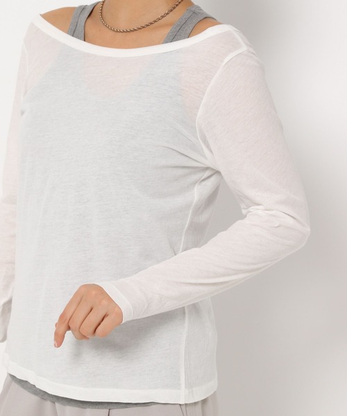 HEREIAM（ヘレイアム）の「【HEREIAM】シアーレイヤードプルオーバー（Tシャツ/カットソー・レディース・ホワイト/ブラック・FREE）」の6枚目の写真