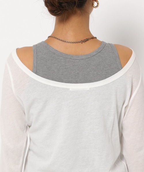 HEREIAM（ヘレイアム）の「【HEREIAM】シアーレイヤードプルオーバー（Tシャツ/カットソー・レディース・ホワイト/ブラック・FREE）」の8枚目の写真