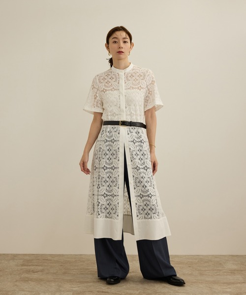 ROPE'（ロペ）の「コットンレースシャツワンピース（シャツワンピース・レディース・オフホワイト・FREE）」の2枚目の写真