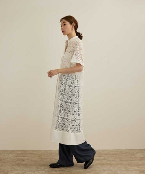 ROPE'（ロペ）の「コットンレースシャツワンピース（シャツワンピース・レディース・オフホワイト・FREE）」の3枚目の写真