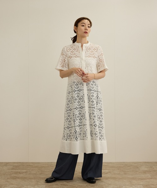 ROPE'（ロペ）の「コットンレースシャツワンピース（シャツワンピース・レディース・オフホワイト・FREE）」の4枚目の写真