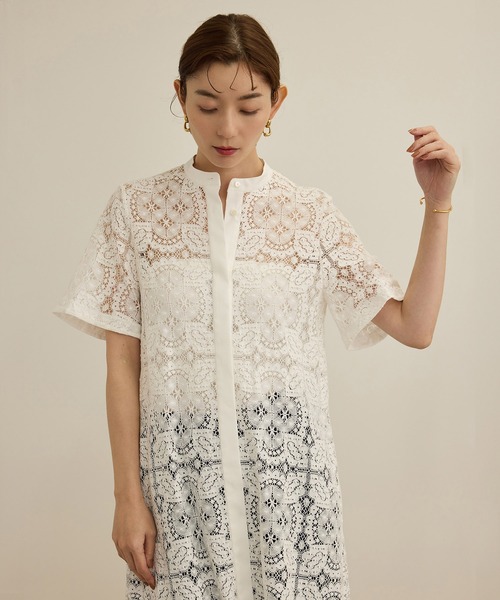 ROPE'（ロペ）の「コットンレースシャツワンピース（シャツワンピース・レディース・オフホワイト・FREE）」の6枚目の写真