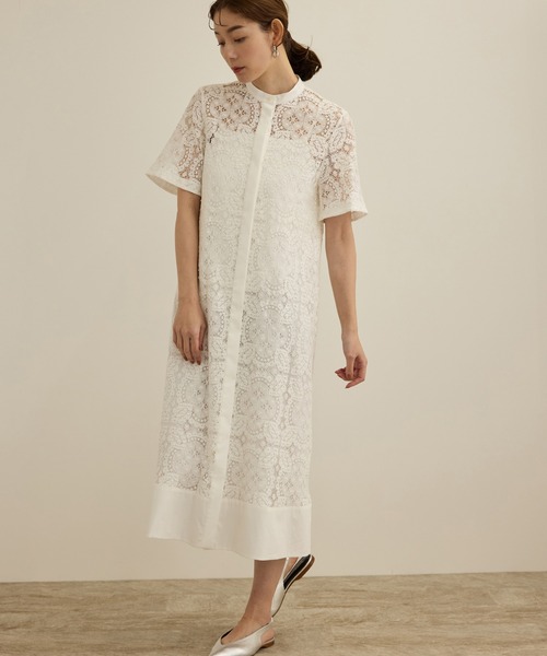 ROPE'（ロペ）の「コットンレースシャツワンピース（シャツワンピース・レディース・オフホワイト・FREE）」の7枚目の写真