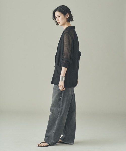 Curensology(カレンソロジー)の「Curensology(カレンソロジー)/リネンカラミシアージャケット(テーラードジャケット・レディース・ブラック/ホワイト/ベージュ・FREE)」の8枚目の写真