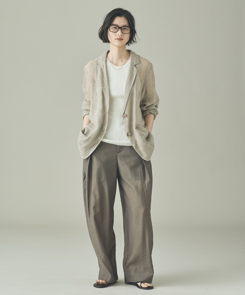 Curensology(カレンソロジー)の「Curensology(カレンソロジー)/リネンカラミシアージャケット(テーラードジャケット・レディース・ブラック/ホワイト/ベージュ・FREE)」の13枚目の写真