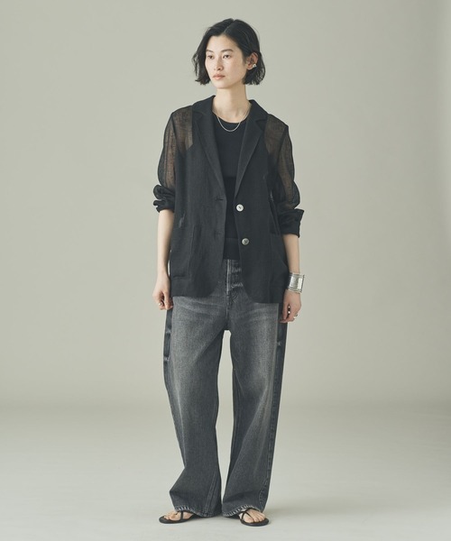 Curensology(カレンソロジー)の「Curensology(カレンソロジー)/リネンカラミシアージャケット(テーラードジャケット・レディース・ブラック/ホワイト/ベージュ・FREE)」の7枚目の写真
