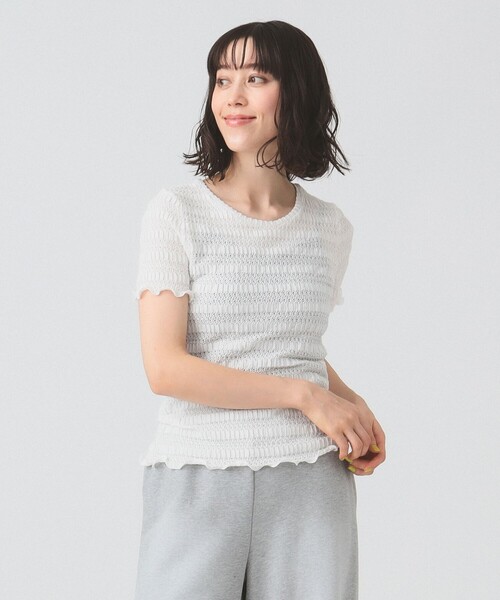 Ray BEAMS(レイビームス)の「シャーリング レース Tシャツ(Tシャツ/カットソー・レディース・オフホワイト/イエロー/ブラック・ONE SIZE)」の16枚目の写真