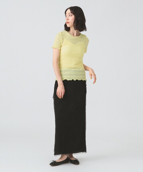 Ray BEAMS(レイビームス)の「シャーリング レース Tシャツ(Tシャツ/カットソー・レディース・オフホワイト/イエロー/ブラック・ONE SIZE)」の21枚目の写真