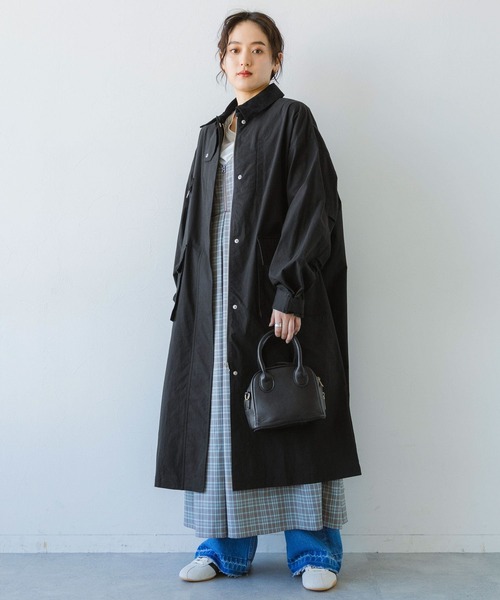 RAGEBLUE（レイジブルー）の「2WAYスタンドカラー/ロングハンティングコート（ステンカラーコート・レディース・ベージュ/ブラック・FREE）」の3枚目の写真