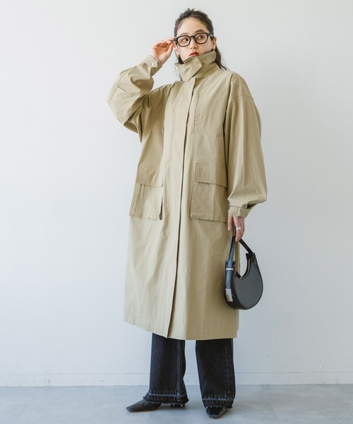 RAGEBLUE（レイジブルー）の「2WAYスタンドカラー/ロングハンティングコート（ステンカラーコート・レディース・ベージュ/ブラック・FREE）」の7枚目の写真