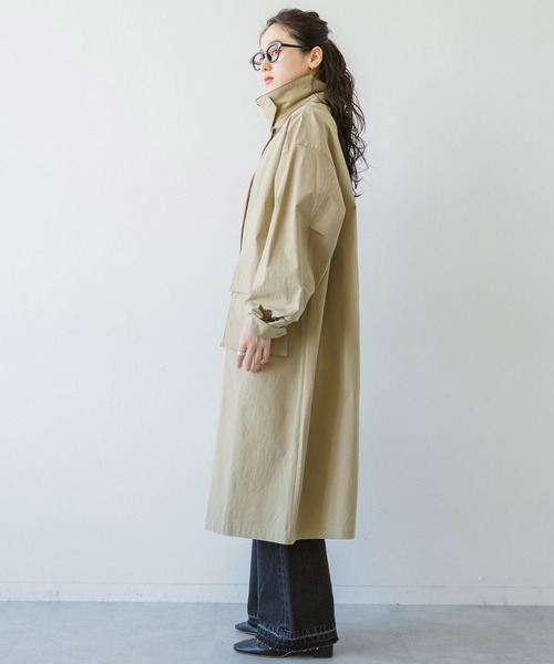 RAGEBLUE（レイジブルー）の「2WAYスタンドカラー/ロングハンティングコート（ステンカラーコート・レディース・ベージュ/ブラック・FREE）」の10枚目の写真