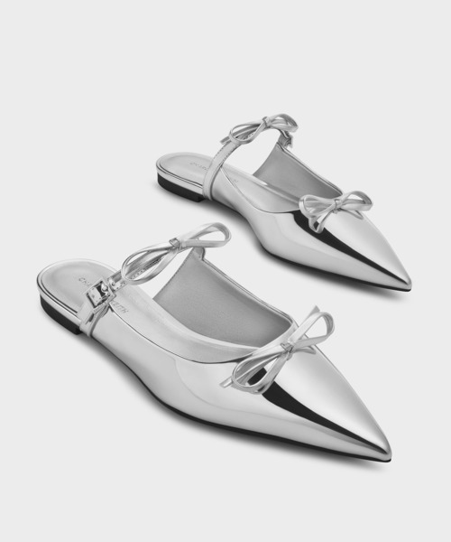 ダブルボウ ポインテッドトゥミュール（サンダル）｜CHARLES