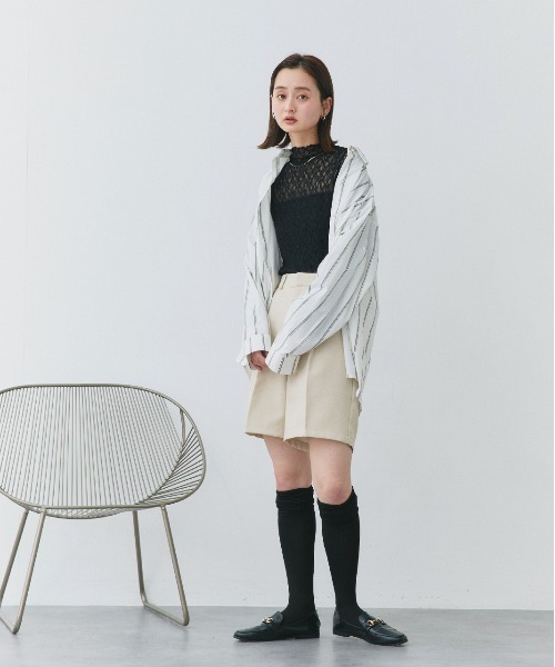 ad thie(アドティエ)の「ハイネック レースカットソー(Tシャツ/カットソー・レディース・ブラック/オフホワイト・FREE)」の7枚目の写真