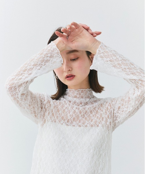 ad thie(アドティエ)の「ハイネック レースカットソー(Tシャツ/カットソー・レディース・ブラック/オフホワイト・FREE)」の15枚目の写真