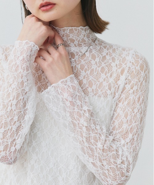 ad thie(アドティエ)の「ハイネック レースカットソー(Tシャツ/カットソー・レディース・ブラック/オフホワイト・FREE)」の16枚目の写真