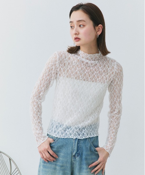 ad thie(アドティエ)の「ハイネック レースカットソー(Tシャツ/カットソー・レディース・ブラック/オフホワイト・FREE)」の17枚目の写真