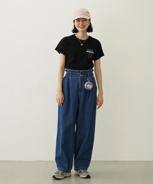 MILKFED.（ミルクフェド）の「MERCI RIBBON COMPACT S/S TEE（Tシャツ/カットソー・レディース・ブラック/ライトパープル/オフホワイト・M/S）」の4枚目の写真