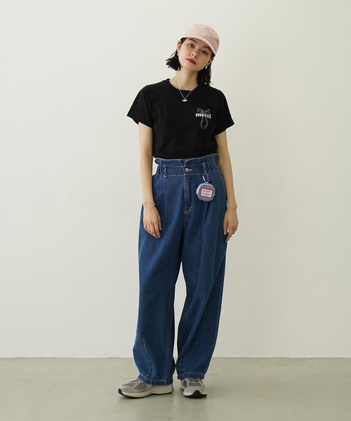 MILKFED.（ミルクフェド）の「MERCI RIBBON COMPACT S/S TEE（Tシャツ/カットソー・レディース・ブラック/ライトパープル/オフホワイト・M/S）」の5枚目の写真