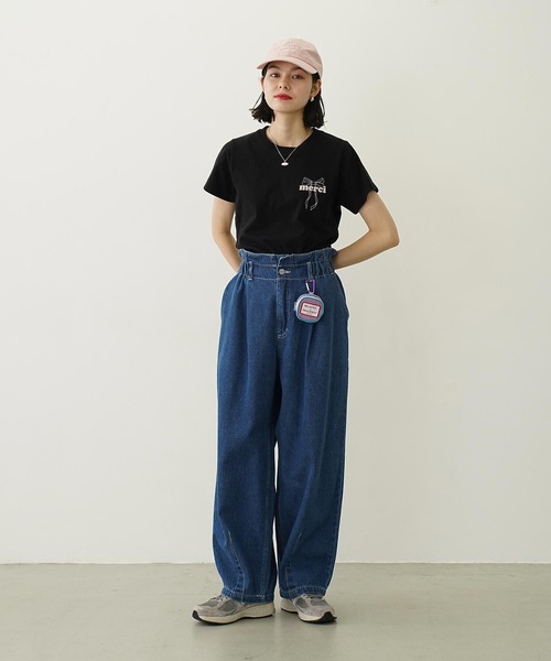 MILKFED.（ミルクフェド）の「MERCI RIBBON COMPACT S/S TEE（Tシャツ/カットソー・レディース・ブラック/ライトパープル/オフホワイト・M/S）」の7枚目の写真