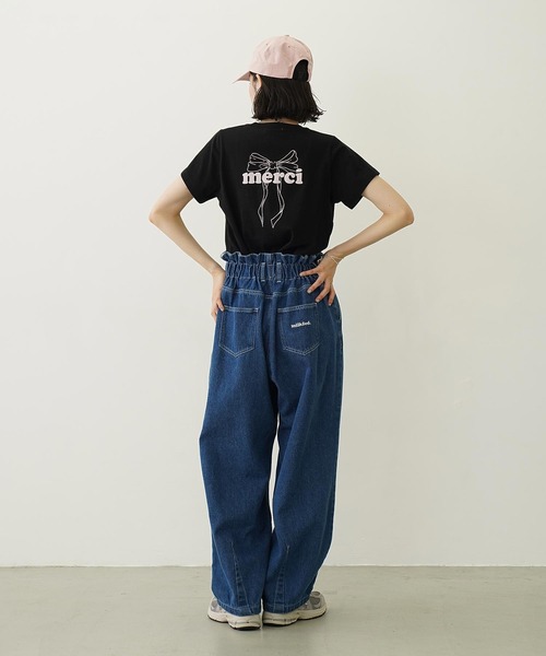 MILKFED.（ミルクフェド）の「MERCI RIBBON COMPACT S/S TEE（Tシャツ/カットソー・レディース・ブラック/ライトパープル/オフホワイト・M/S）」の11枚目の写真
