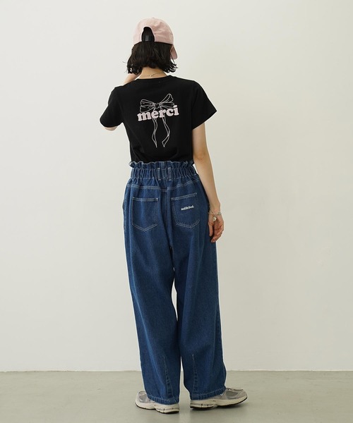 MILKFED.（ミルクフェド）の「MERCI RIBBON COMPACT S/S TEE（Tシャツ/カットソー・レディース・ブラック/ライトパープル/オフホワイト・M/S）」の12枚目の写真