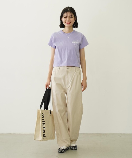 MILKFED.（ミルクフェド）の「MERCI RIBBON COMPACT S/S TEE（Tシャツ/カットソー・レディース・ブラック/ライトパープル/オフホワイト・M/S）」の15枚目の写真