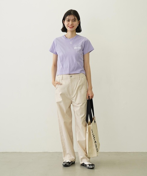 MILKFED.（ミルクフェド）の「MERCI RIBBON COMPACT S/S TEE（Tシャツ/カットソー・レディース・ブラック/ライトパープル/オフホワイト・M/S）」の17枚目の写真
