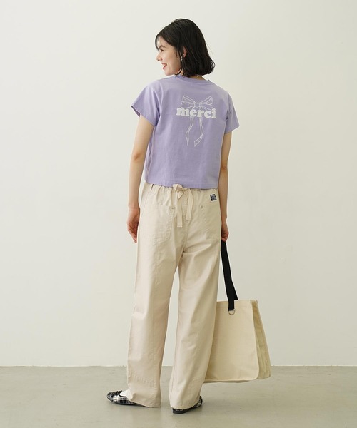 MILKFED.（ミルクフェド）の「MERCI RIBBON COMPACT S/S TEE（Tシャツ/カットソー・レディース・ブラック/ライトパープル/オフホワイト・M/S）」の19枚目の写真