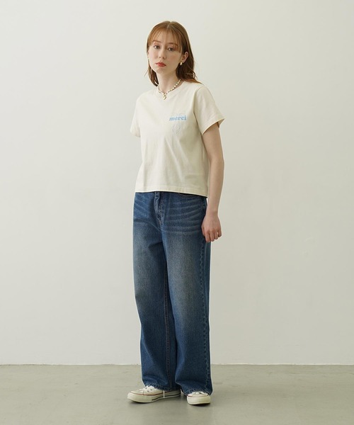 MILKFED.（ミルクフェド）の「MERCI RIBBON COMPACT S/S TEE（Tシャツ/カットソー・レディース・ブラック/ライトパープル/オフホワイト・M/S）」の22枚目の写真