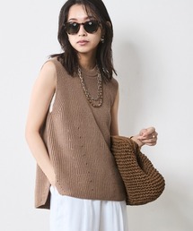 CHIC STYLE | 綿麻畦編ニットベスト＜大きいサイズ有＞シックスタイル(ベスト)
