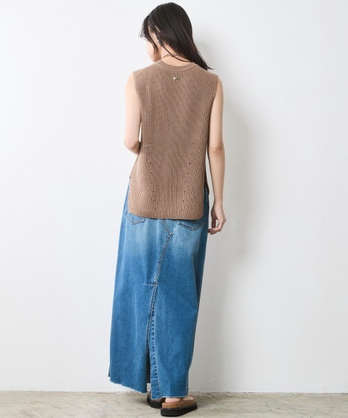 セール】綿麻畦編ニットベスト＜大きいサイズ有＞シックスタイル