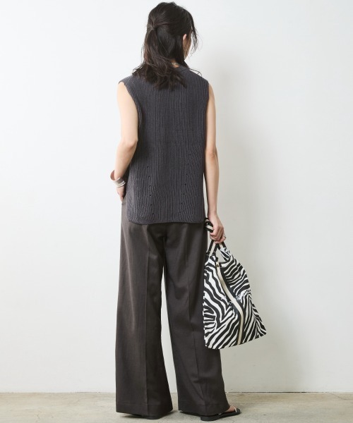 CHIC STYLE（シックスタイル）の「綿麻畦編ニットベスト＜大きい