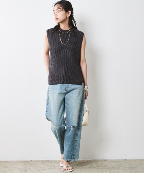 CHIC STYLE（シックスタイル）の「綿麻畦編ニットベスト＜大きいサイズ有＞シックスタイル（ベスト・レディース・チャコール/モカ・5L/4L/3L/LL/L/M）」の15枚目の写真