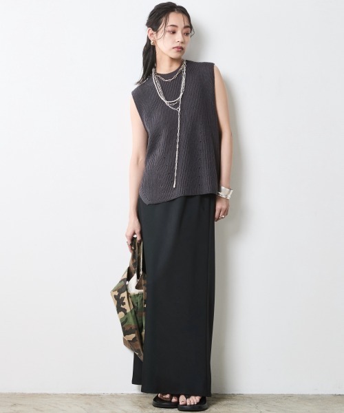 CHIC STYLE（シックスタイル）の「綿麻畦編ニットベスト＜大きいサイズ有＞シックスタイル（ベスト・レディース・チャコール/モカ・5L/4L/3L/LL/L/M）」の19枚目の写真